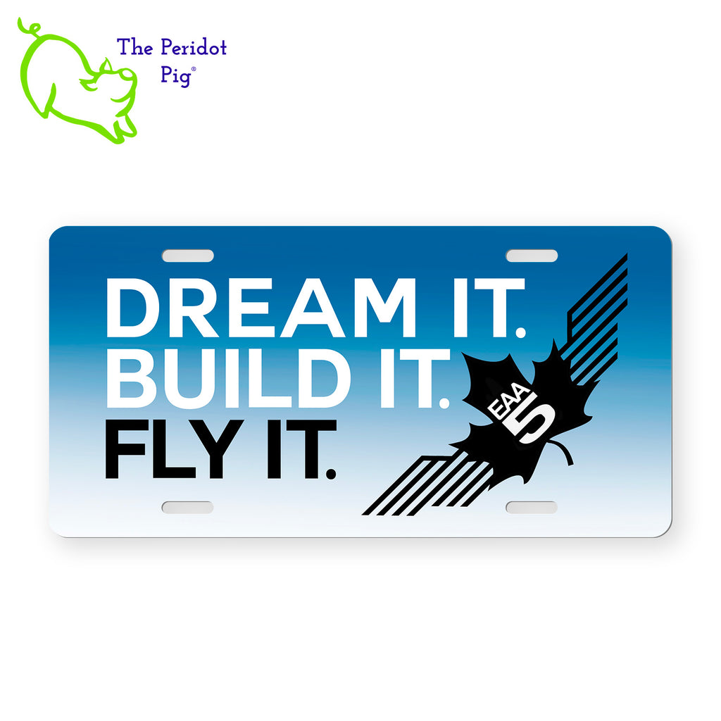 Showcase your support for EAA Chapter 5 with our stylish vanity license plate. High quality aluminum construction offers stability and rust-free durability - plus UV coating over permanent ink ensures it will look great for years to come. 