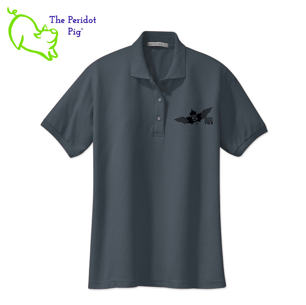 Renowned for its resilience, our incomparably comfortable classic polo is second to none. Expertly designed to resist wrinkles and shrinkage, this must-have polo delivers a luxuriously soft feel. Featuring the iconic EAA Chapter 5 logo on the left chest, you won't ever regret choosing this timeless piece. Front view shown in Charcoal-Black.