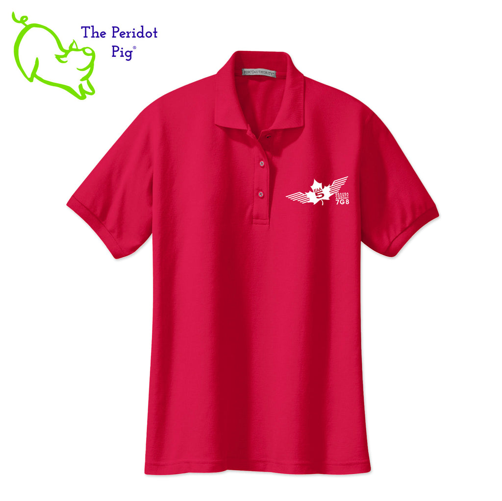 Renowned for its resilience, our incomparably comfortable classic polo is second to none. Expertly designed to resist wrinkles and shrinkage, this must-have polo delivers a luxuriously soft feel. Featuring the iconic EAA Chapter 5 logo on the left chest, you won't ever regret choosing this timeless piece. Front view shown in Red-White.