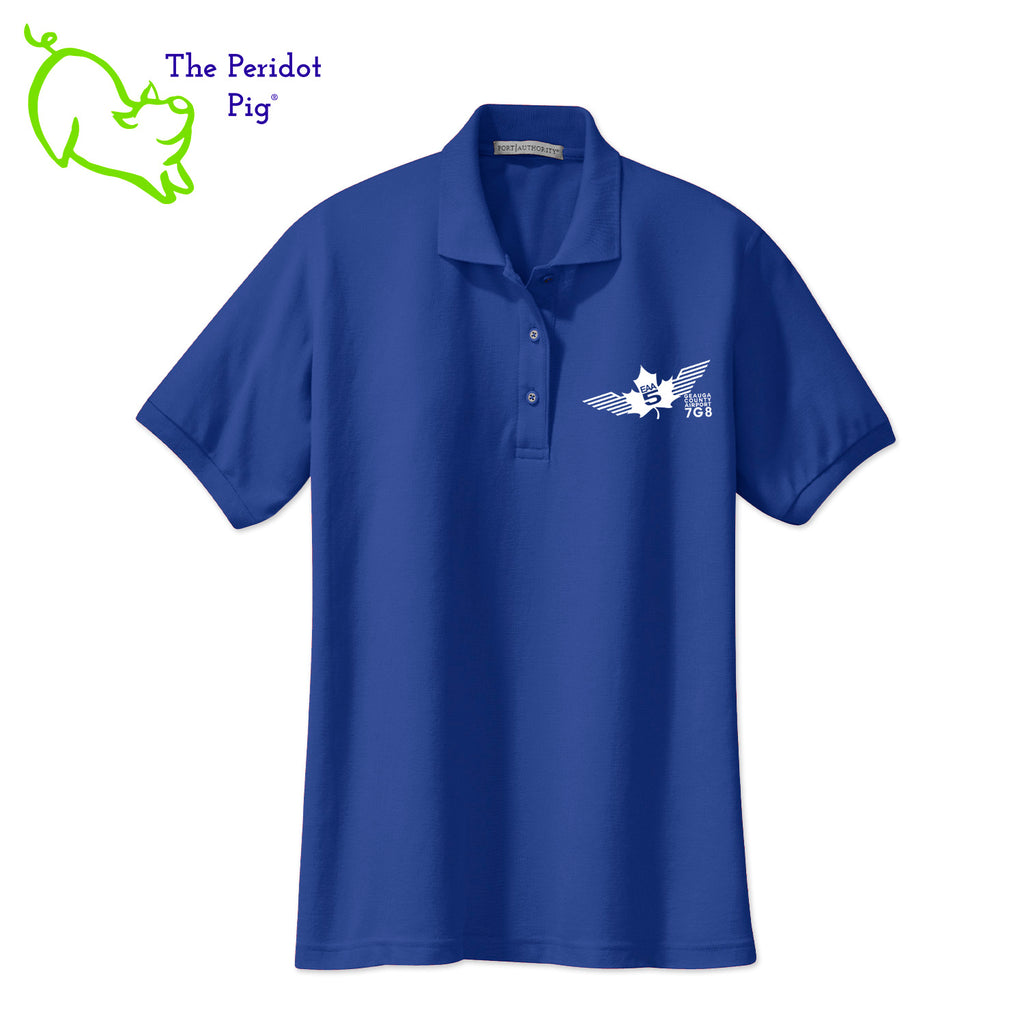 Renowned for its resilience, our incomparably comfortable classic polo is second to none. Expertly designed to resist wrinkles and shrinkage, this must-have polo delivers a luxuriously soft feel. Featuring the iconic EAA Chapter 5 logo on the left chest, you won't ever regret choosing this timeless piece. Front view shown in Royal-White.
