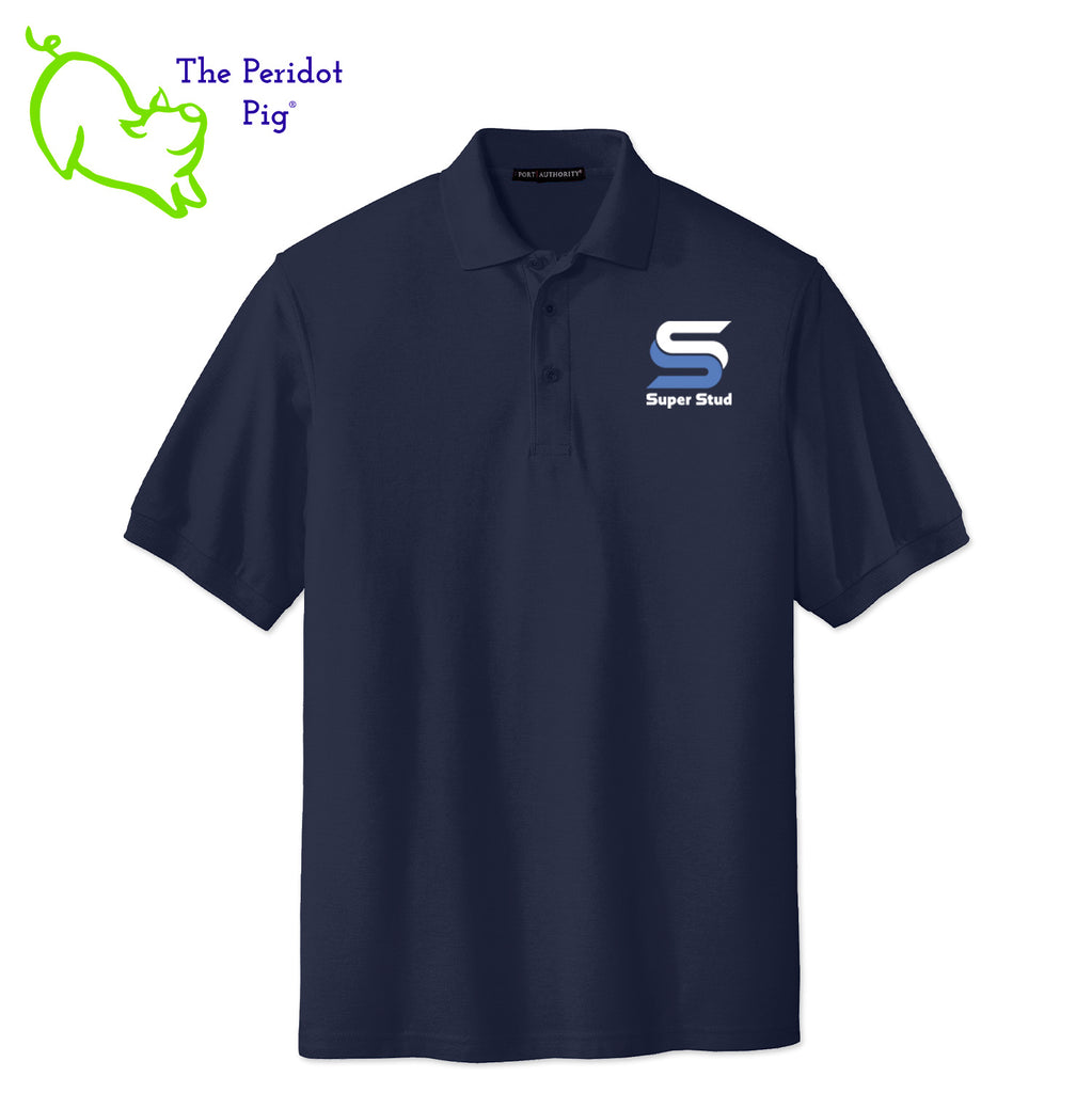 Our popular Silk Touch™ polo is perfect for all occasions. This one features the Super Stud logo on the left chest area. Front view shown.