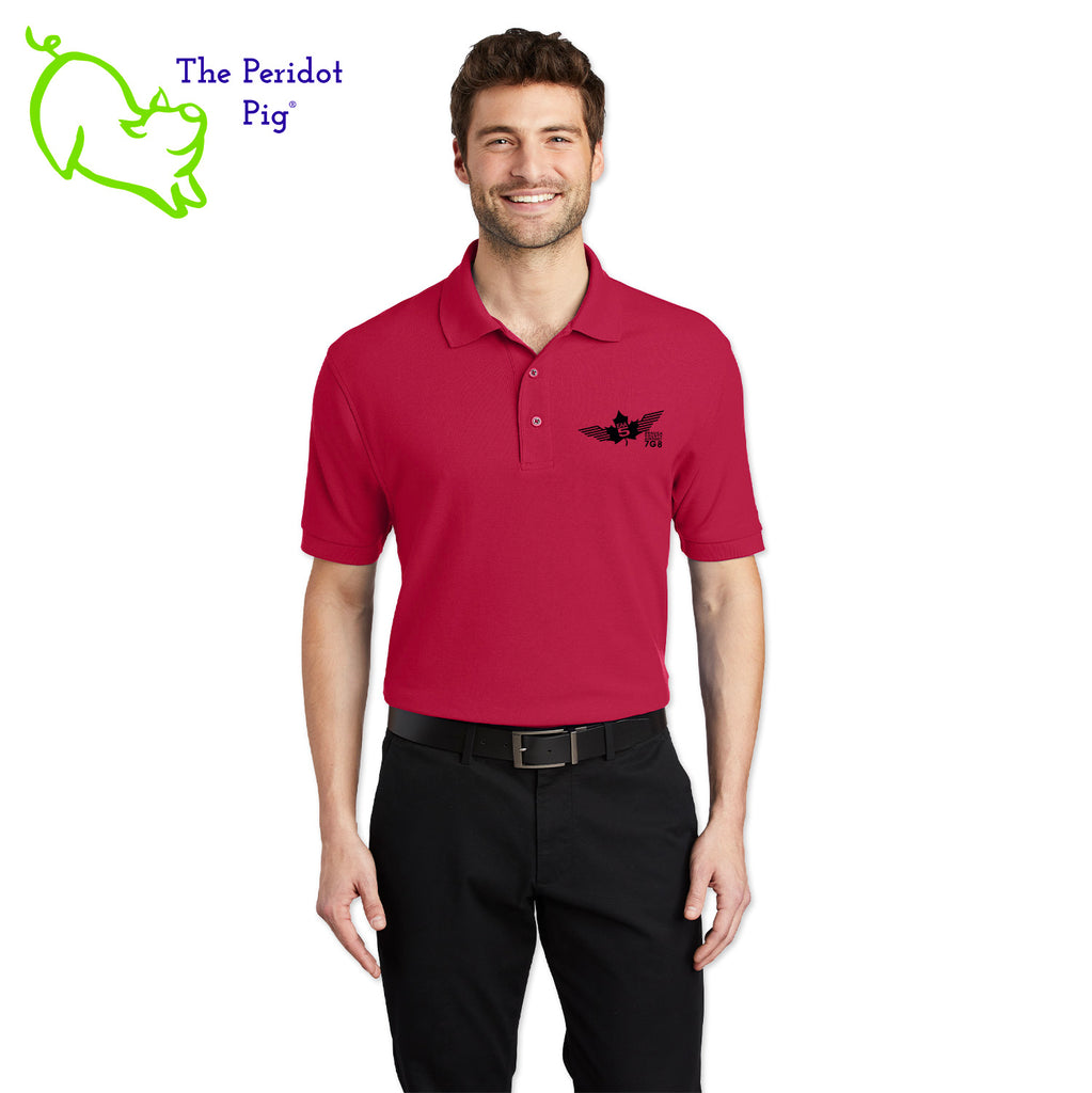 Renowned for its resilience, our incomparably comfortable classic polo is second to none. Expertly designed to resist wrinkles and shrinkage, this must-have polo delivers a luxuriously soft feel. Featuring the iconic EAA Chapter 5 logo on the left chest, you won't ever regret choosing this timeless piece. Front view shown in Red-Black.
