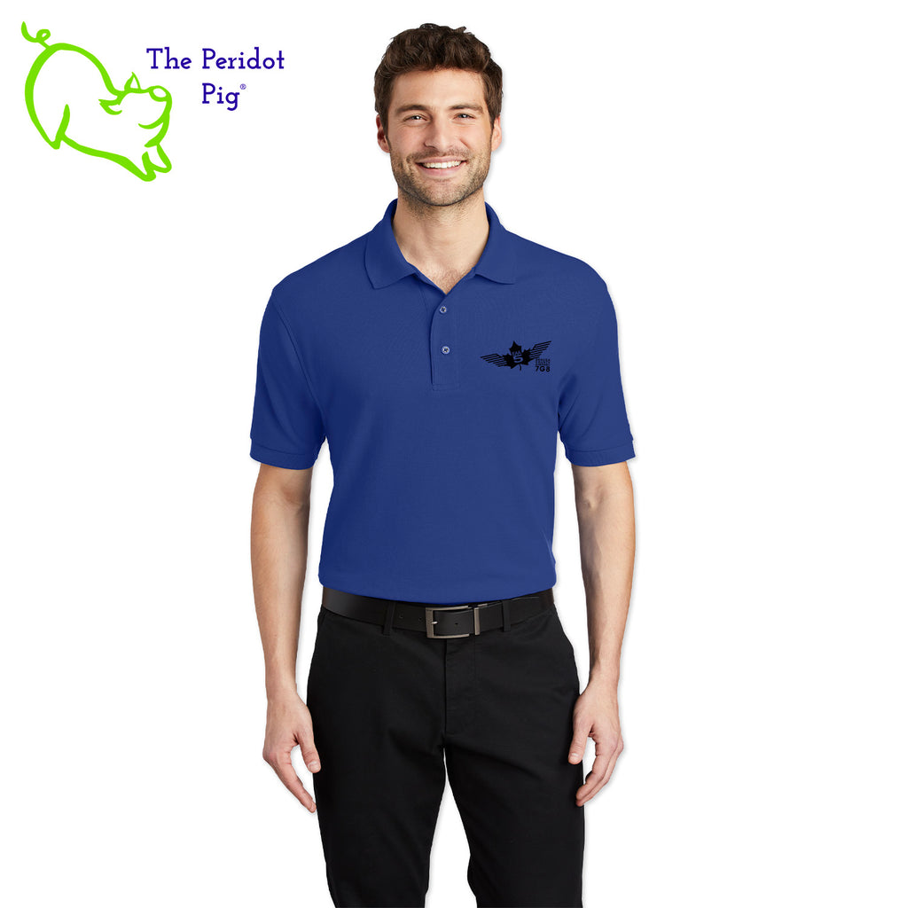Renowned for its resilience, our incomparably comfortable classic polo is second to none. Expertly designed to resist wrinkles and shrinkage, this must-have polo delivers a luxuriously soft feel. Featuring the iconic EAA Chapter 5 logo on the left chest, you won't ever regret choosing this timeless piece. Front view shown in Royal-Black.