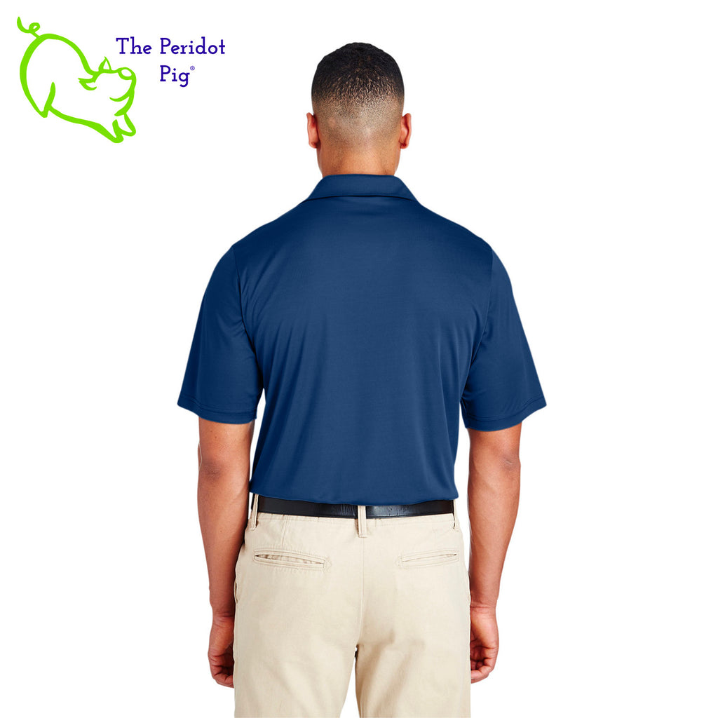 This performance polo combines comfort and style with its light-weight silky fabric and tailored fit. The Super Stud logo on the left chest enhances its professional appearance, making it a great addition to any wardrobe. Back view shown on model.