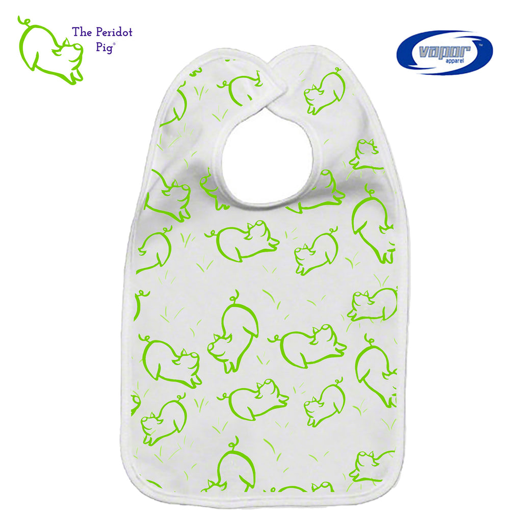 The perfect gift for new parents! We'll work with you to design a custom baby bib. These bibs print in vivid color and we can add any kind of artwork, photos or graphics. Sample graphics shown.