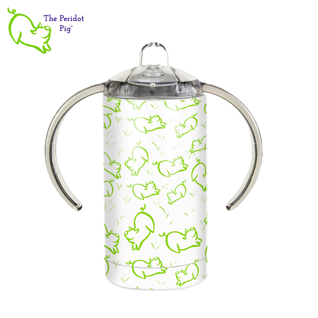 The perfect gift for new parents! We'll work with you to design the perfect 13oz sippy cup. These cups print beautifully in vivid color. We can add artwork, photos and graphics. Sample view shown.