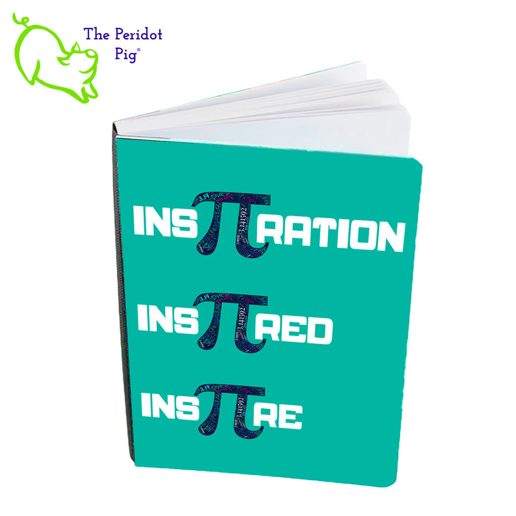 The Healthy Pi hard-bound journal for insPIration!  These journals have felt front cover and the inside is backed with fabric lining. The notebooks contain 98 unlined pages. The binding is black and made of a rubbery, strong material. Perfect books for bullet journaling, sketching, diaries or just a book to carry around! Front view shown.