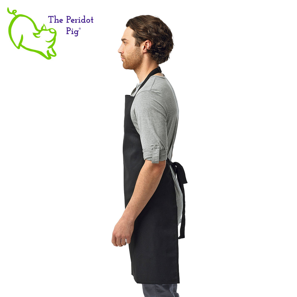 Calories don't count for free food and at Christmas. That's my story and I'm sticking to it! If you abide by this rule, here's the perfect apron for you.  The front says, "Calories don't count at Christmas" in bright festive colors. There are trees, candy canes, a gingerbread man and snow flakes to round out the design. Side view shown in Black.