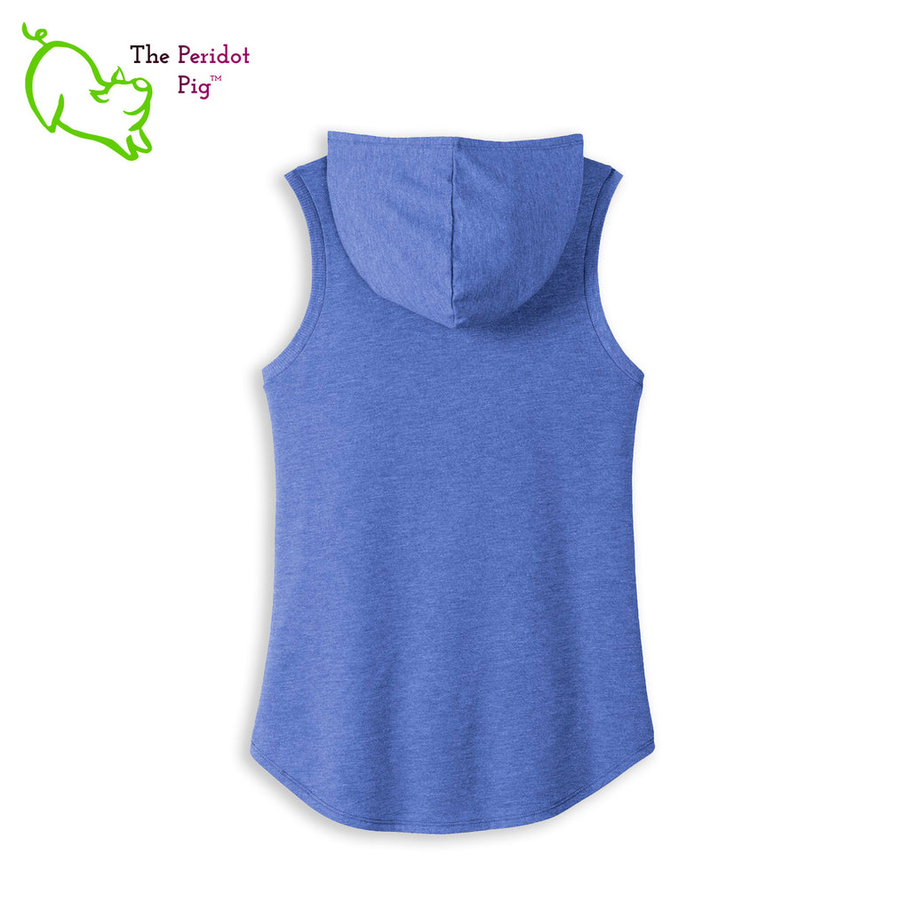 Meant for the truly apathetic type with a sense of humor. This sweet little hoodie tank is super soft, lightweight, and form-fitting (but not too tight in the mid-section) with a flattering cut. The arm holes have a finished rib knit edging. The front features white vinyl letttering that states, "Stuck between IDK IDC & IDGAF". The back is blank. Back view shown in blue.