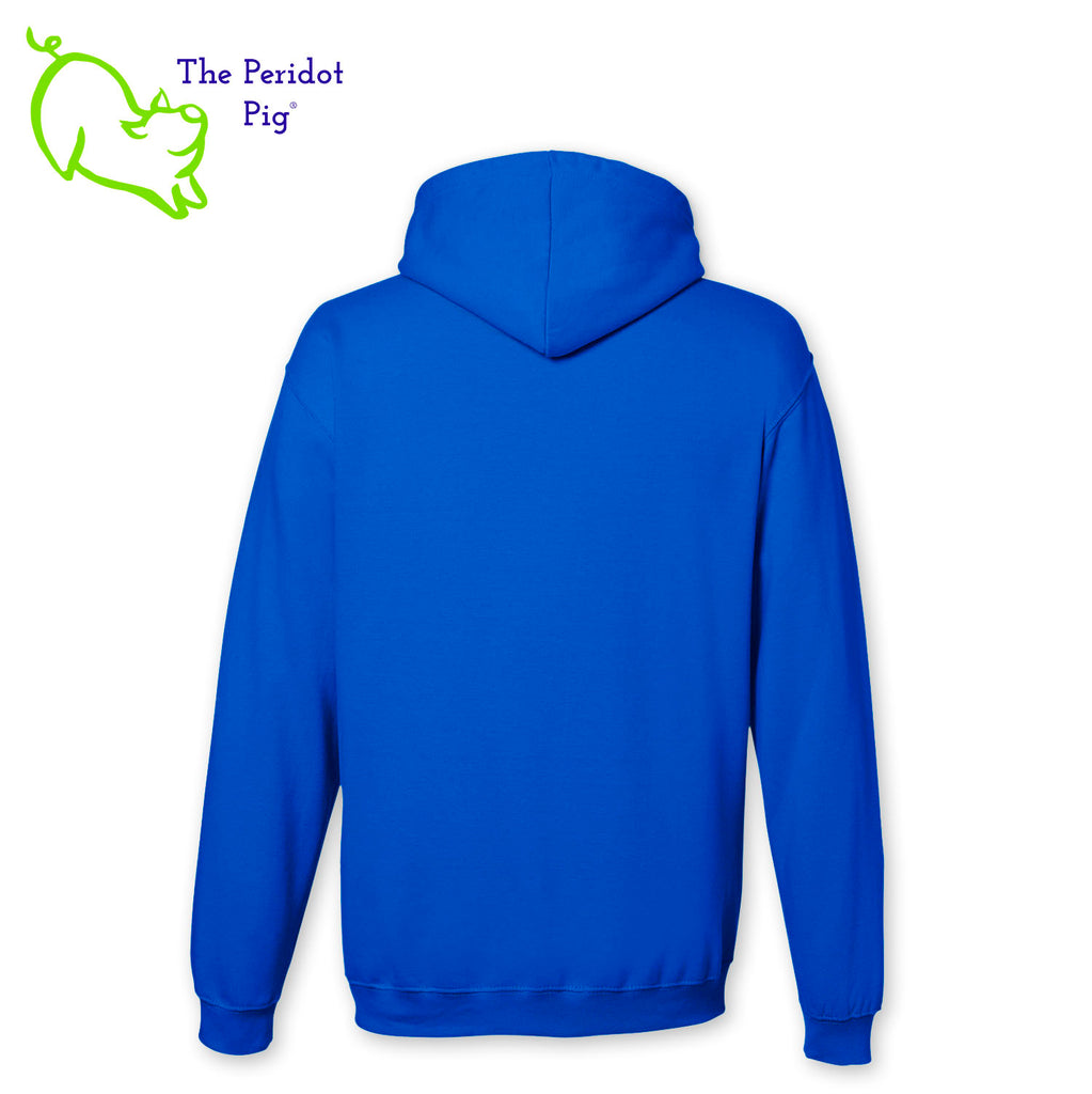 These hoodies are now available to celebrate November being National Diabetes Month. Here's a medium-weight comfy pullover hoodie featuring the words "Diabetic Warrior Goddess" and the Diabetes Type 1 ribbon surrounded by a stylistic butterfly on the front. The image is crafted in dark blue holographic vinyl with silver and light blue glitter as well. The turquoise version has a gray contrasting hood interior and gray strings. Back view shown in Royal Blue.