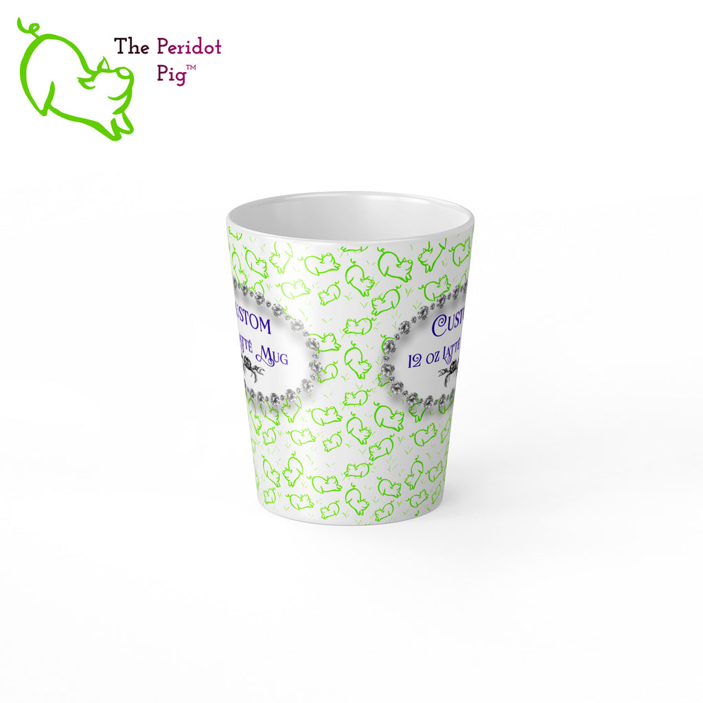 A sample image of a custom latte mug. Center view shown.