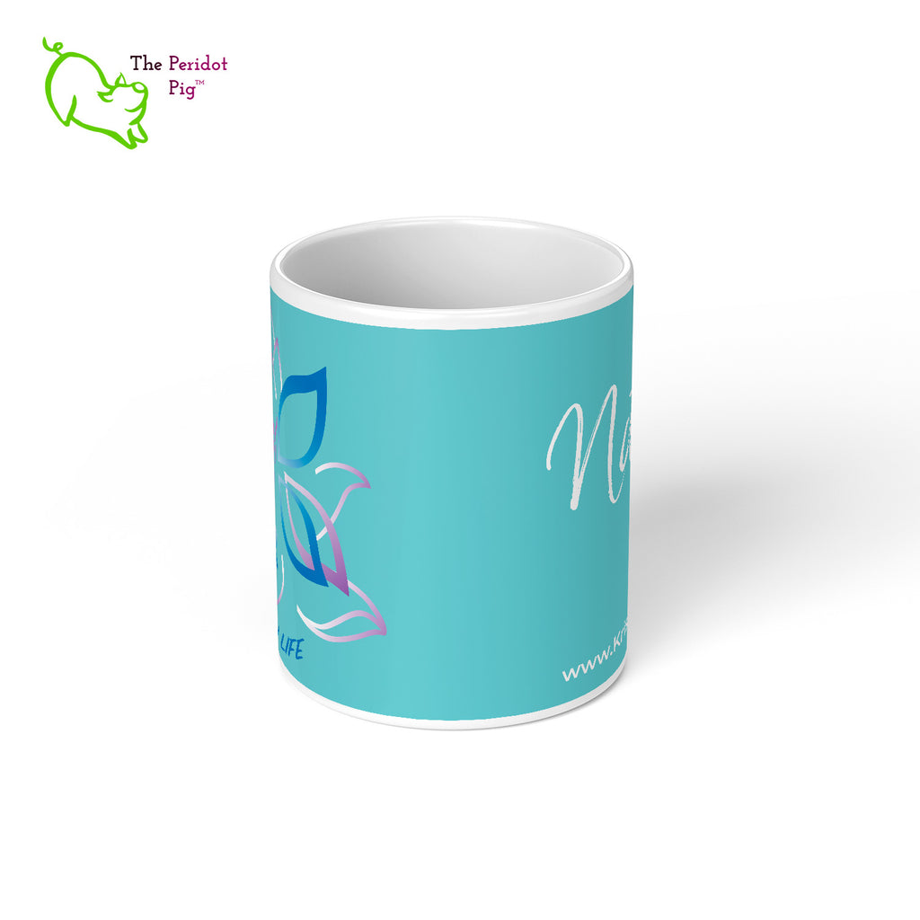 A wonderful mug featuring Kristin Zako's logo and a reminder of the four pillars in her philosophy. A great addition to your morning routine before you start a hectic day. Nature center view.