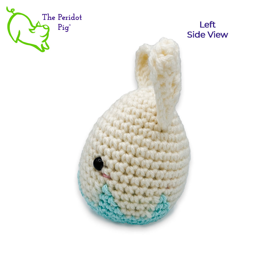 Who knew that Easter Bunnies came from eggs?? We have three styles to choose from. The bunnies are all a soft natural color and the egg remnants are available in blue, pink or green. Left view shown in blue.