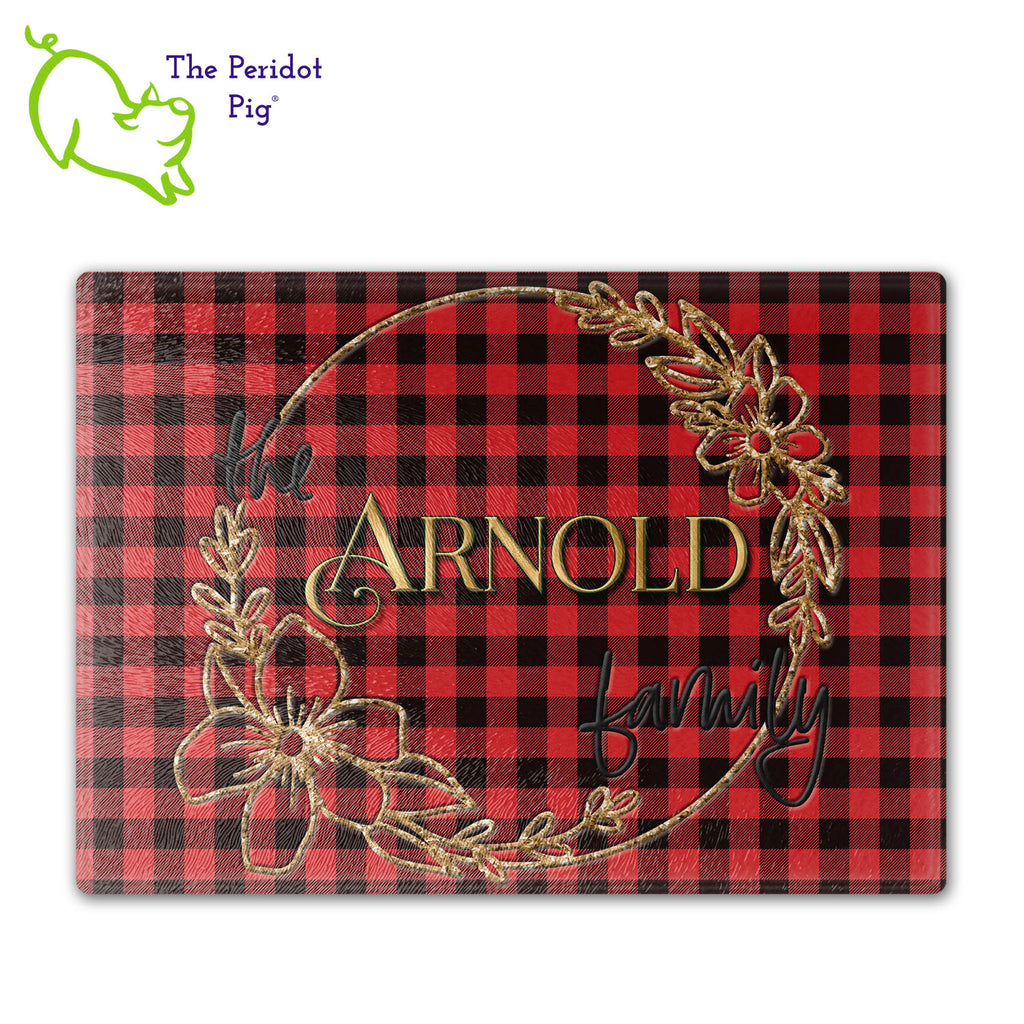 There's something about a buffalo plaid that is so versatile. It's perfect for a fall or holiday themed table but really works year round. These make a perfect birthday, holiday or house warming gift! We've designed these with a background of bright red and black plaid. The stylized wreath has a touch of gold with an embossed-look family name in the center. They are printed in permanent sublimation colors that are vivid and bright. Medium/Large shown with a sample name.