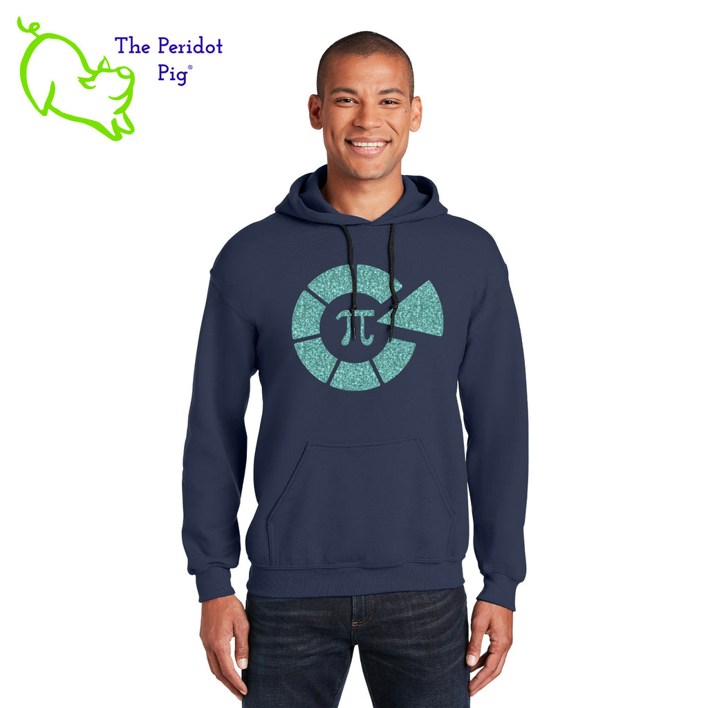 This warm, soft hoodie features the Healthy Pi logo in sparkly glitter on the front. It's available in three colors. Front view shown in Navy.