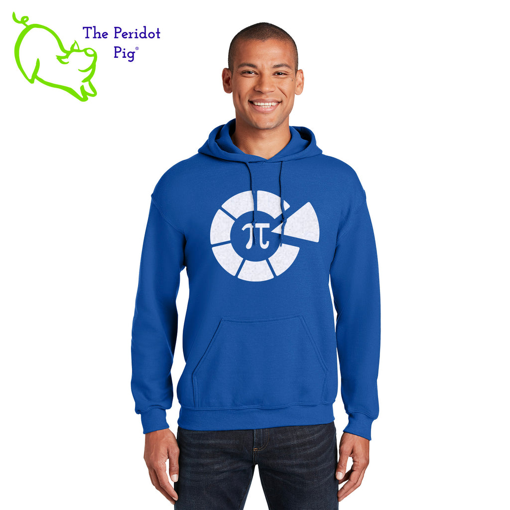 This warm, soft hoodie features the Healthy Pi logo in sparkly glitter on the front. It's available in three colors. Front view shown in Royal Blue.