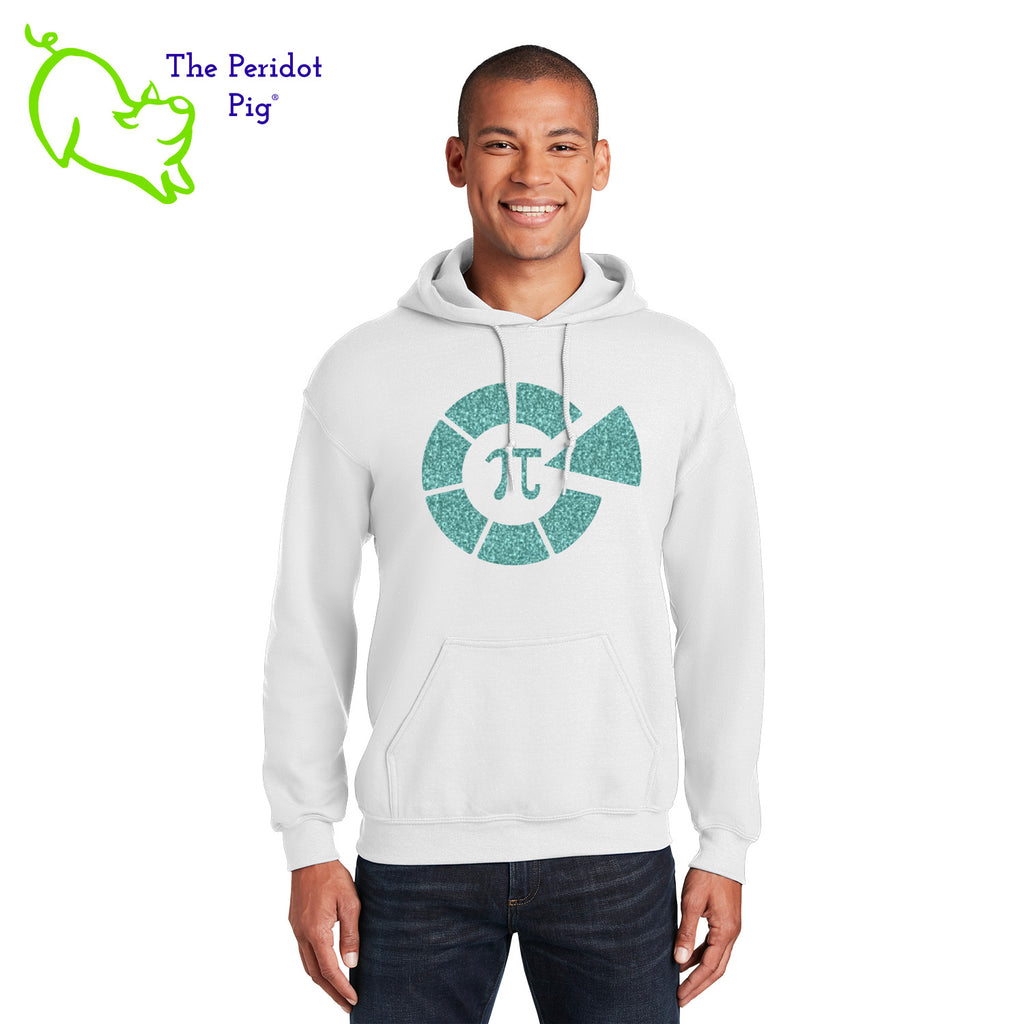 This warm, soft hoodie features the Healthy Pi logo in sparkly glitter on the front. It's available in three colors. Front view shown in White.