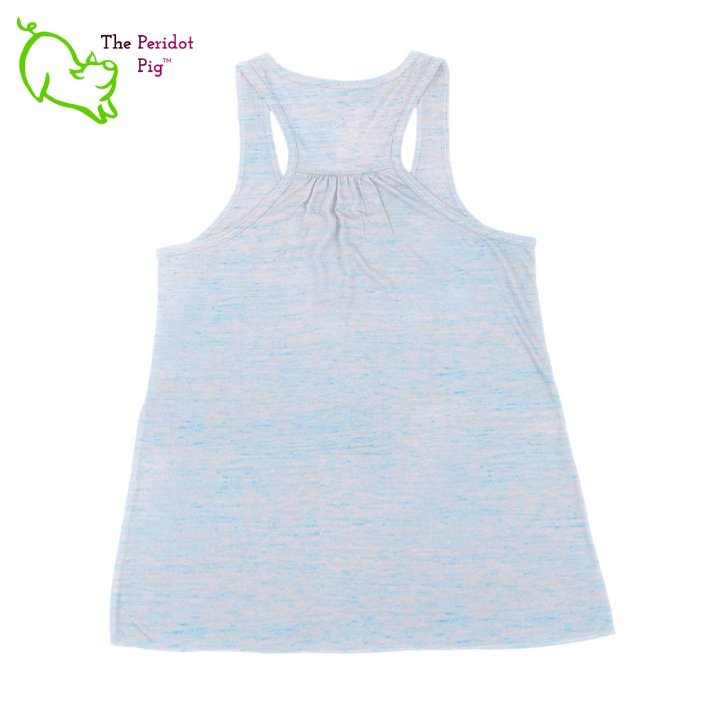 This racerback tank is super soft, lightweight, and form-fitting (but not too tight in the mid-section) with a flattering cut and raw edge seams for an edgy touch. The front features Kristin Zako's logo and the back is blank. The print will be in a "vintage" look that is slightly faded. Back view in Blue Marble.