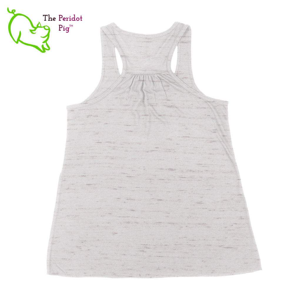 This racerback tank is super soft, lightweight, and form-fitting (but not too tight in the mid-section) with a flattering cut and raw edge seams for an edgy touch. The front features Kristin Zako's logo and the back is blank. The print will be in a "vintage" look that is slightly faded. Back view in White Marble.