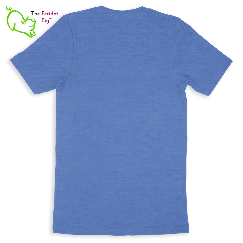 These shirts are super soft and comfortable. The design is a thin, flexible vinyl that's not too heavy. "Stop Talking" is in a bright yellow with the word "book" scripted in silver glitter vinyl. The rest of the text and graphic is in white. Back view shown in Heather Columbia Blue.