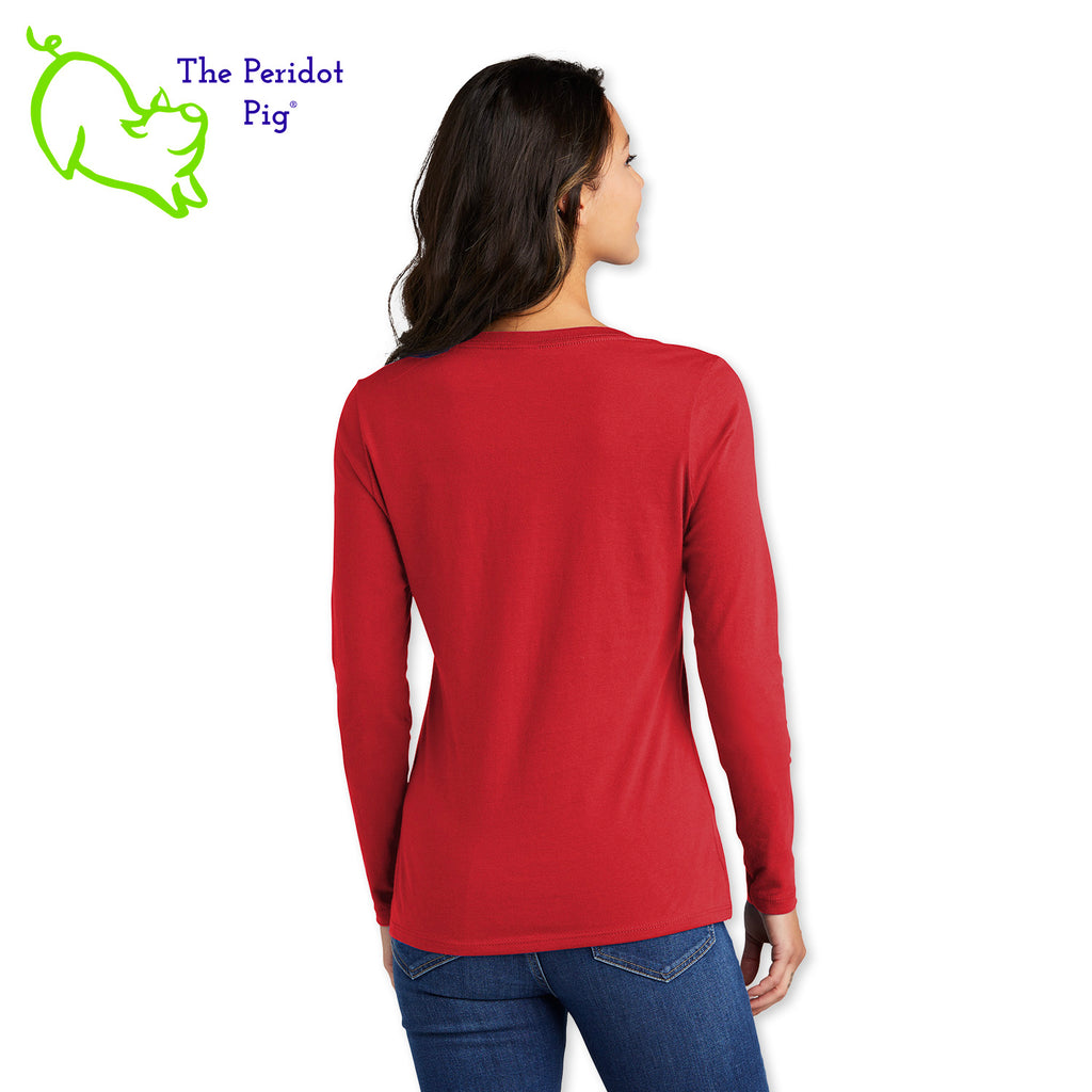 Calories don't count for free food and at Christmas. That's my story and I'm sticking to it! If you abide by this rule, here's the perfect t-shirt for you.  You'll be the biggest fan of this 100% ring spun cotton tee. It's very soft and tailored for a woman's fit. The front says, "Calories don't count at Christmas" in bright festive colors. There are trees, candy canes, a gingerbread man and snow flakes to round out the design. The back is undecorated. Back view shown in Red.