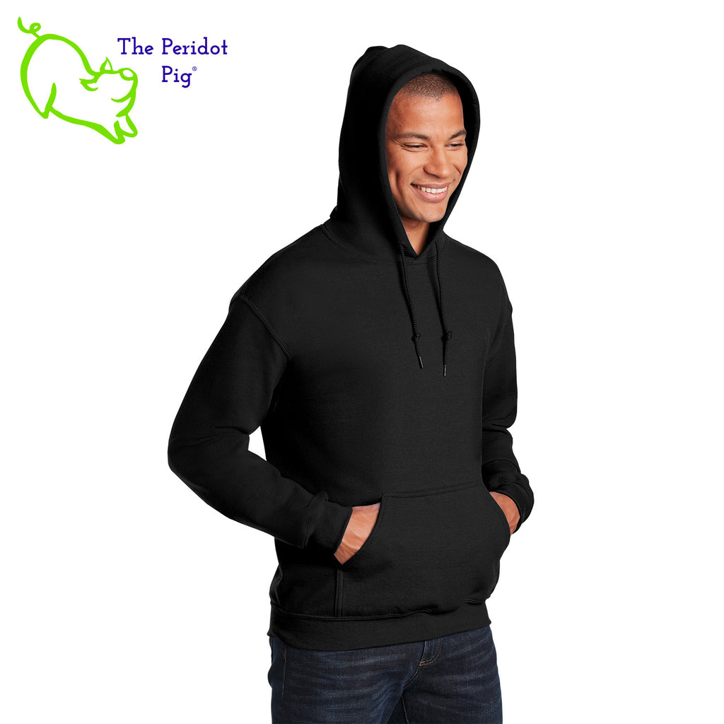 It's a toss up whether Halloween or Christmas is our favorite holiday. When you can't make up your mind, try our Christmas skull hoodie! Perfect for the chillier weather and this one glows in the dark! We've printed the skull on the back over glow in the dark vinyl. Front 3Q view shown.