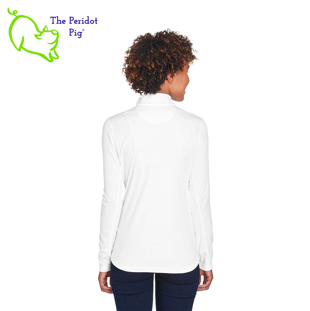 The Natural Balance Logo long sleeve quarter-zip is cut in a stylish modern fashion. The front features a small version of the logo on the left pocket area. The back is blank. Back view shown in White.
