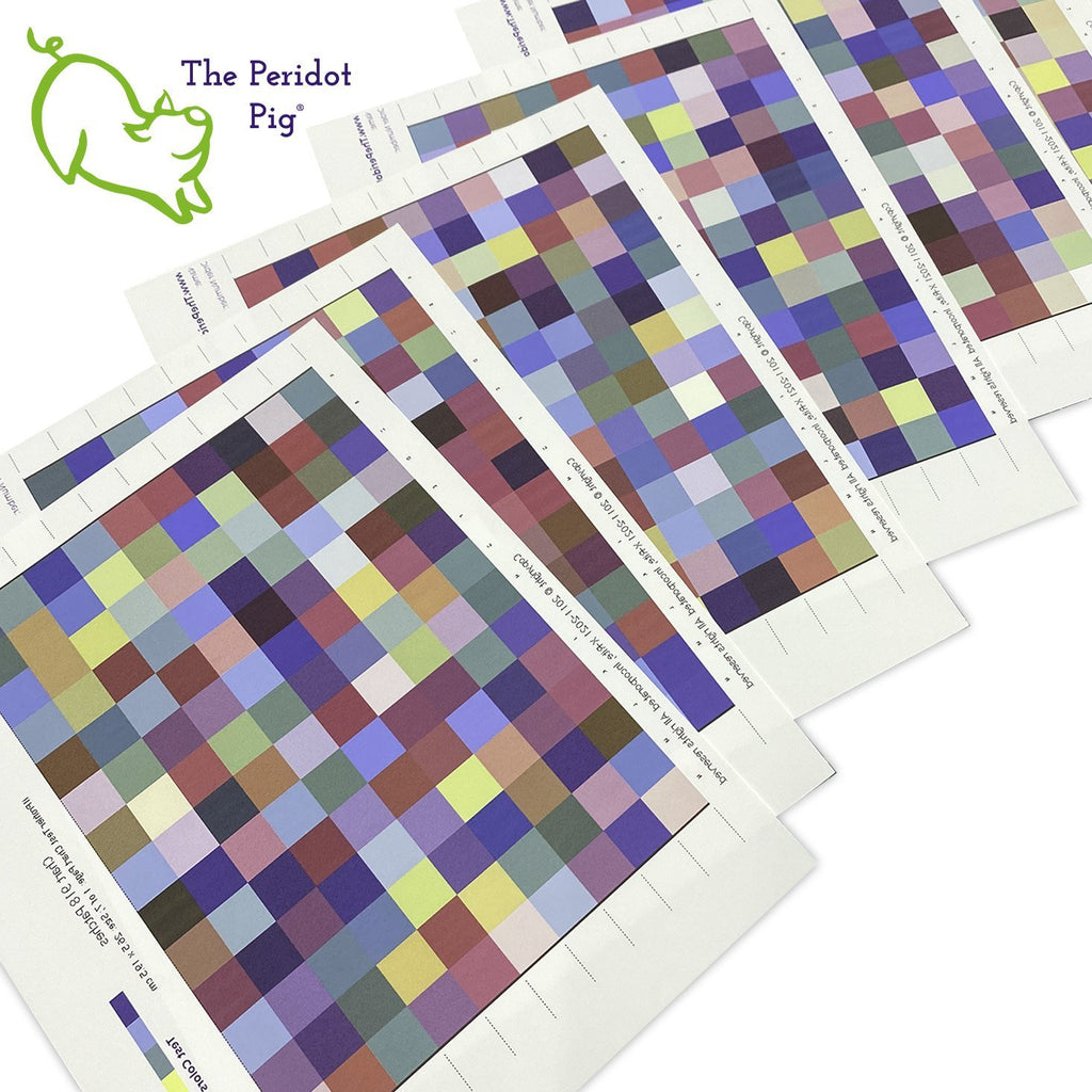 The Peridot Pig now offers a custom color profile service for sublimation printing. There's nothing worse than getting all of your equipment set up but the colors just won't come out correctly! We can help fine tune an ICC profile to work with your specific printer/ink/paper/substrate combination. Target Images shown.