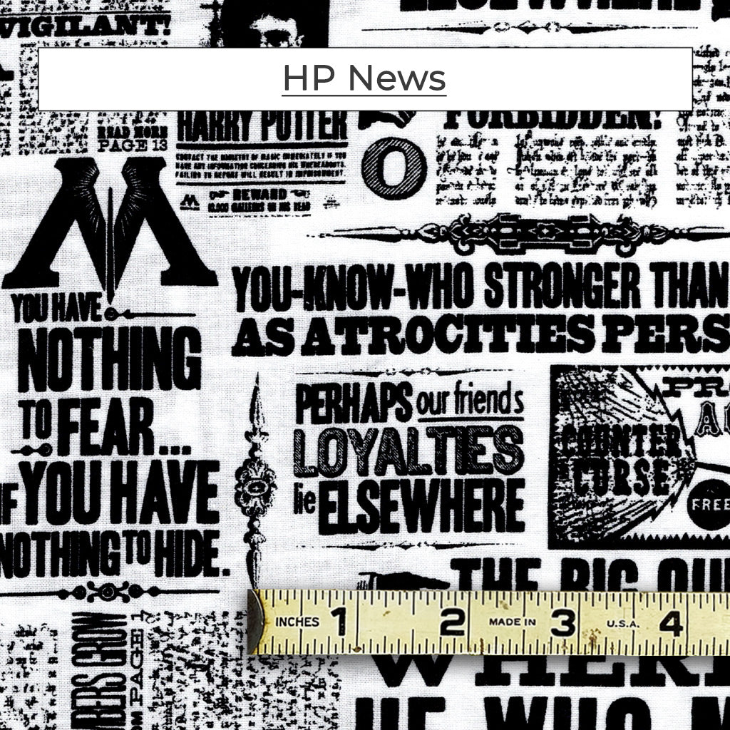 A black and white print capturing a snapshot of the Daily Prophet from the Harry Potter series. Called HP News