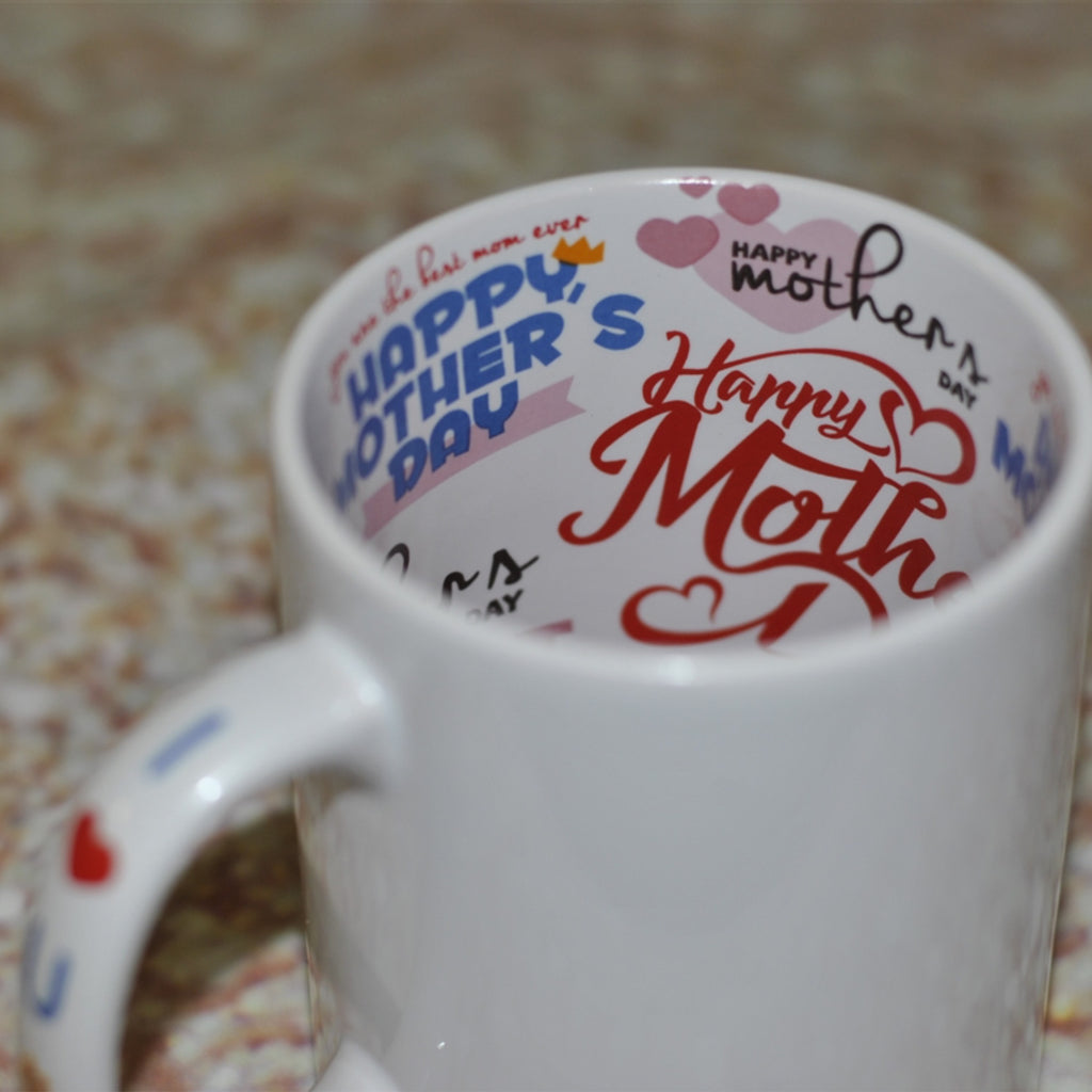 Close up of Mother's day mug interior.