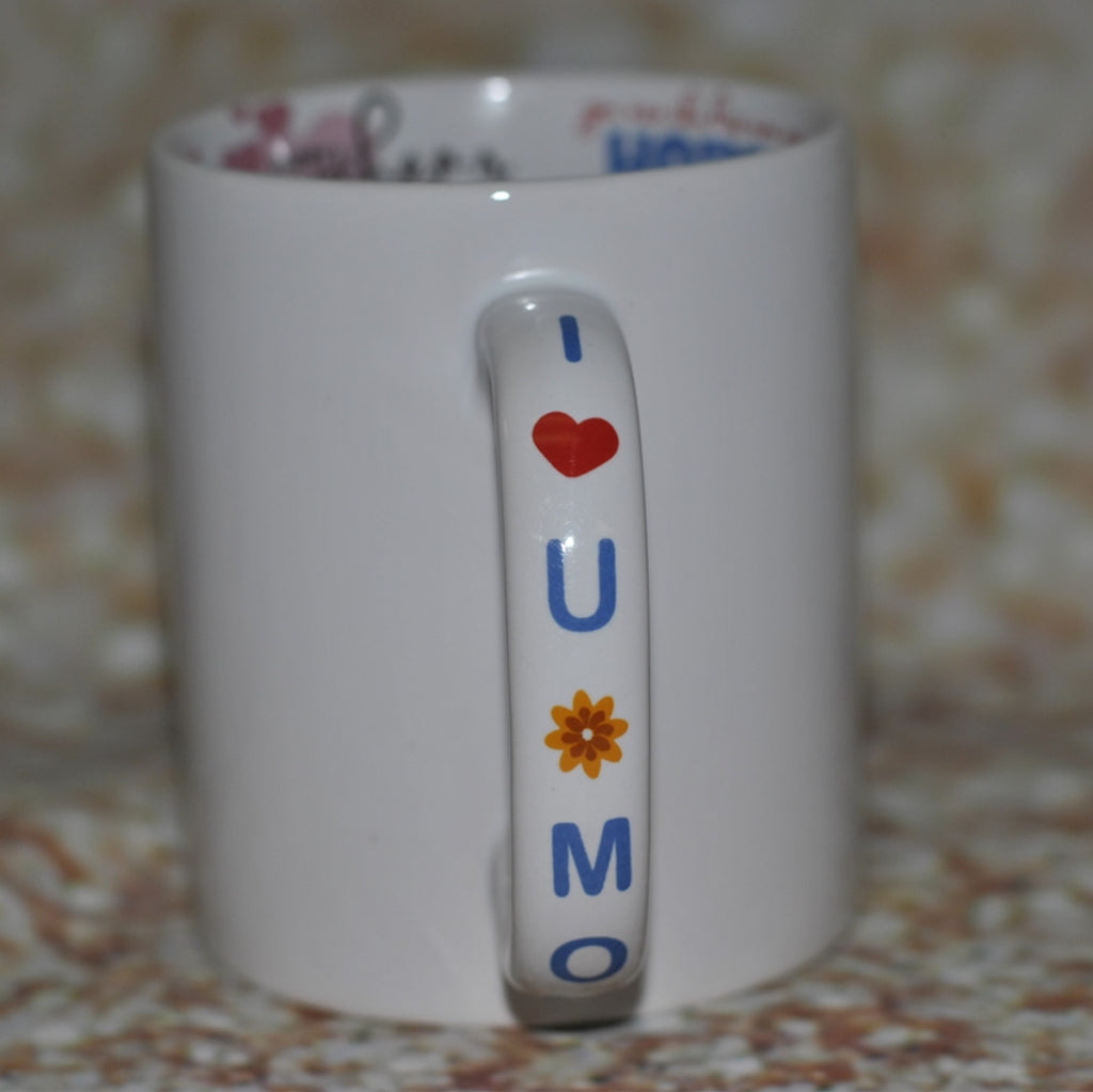 Close up of Mother's day mug interior.